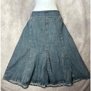 Liz Claiborne Faded Denim Pleated Midi Skirt y2k Prairie Gilmore Girls sz 18